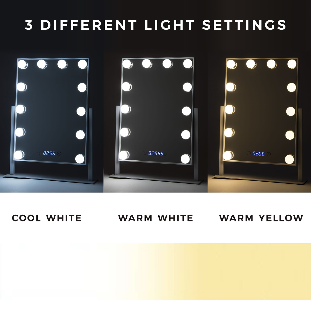 hollywood vanity mirror with lights showing color temperatures